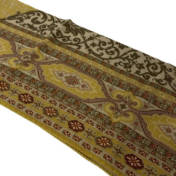Auth ETRO - Dark yellow Dark Brown Multi Wool Silk Scarf - Picture 3 of 3